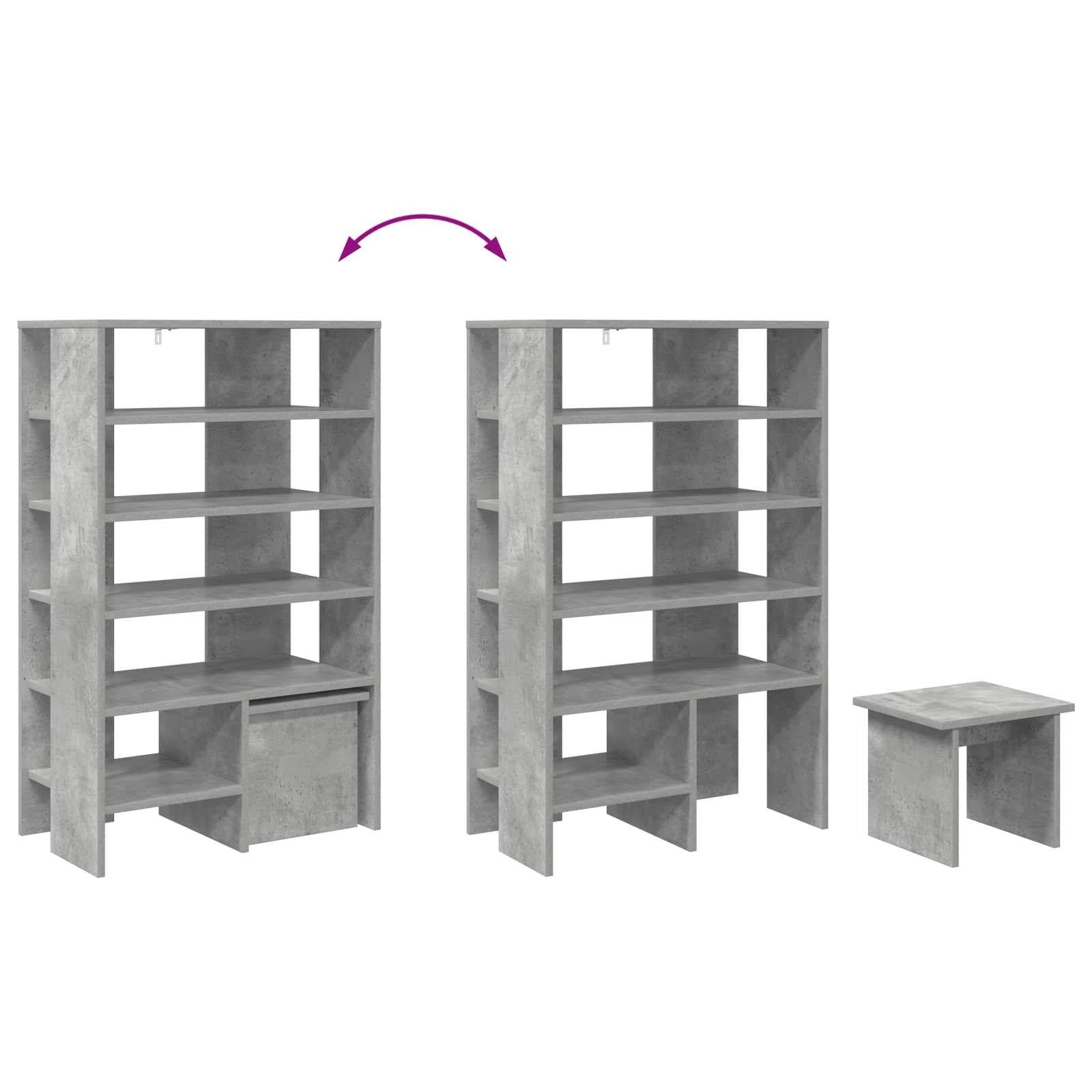 Schuhschrank 2 stk. 62 x 35 x 100 cm Holzwerkstoff Betongrau