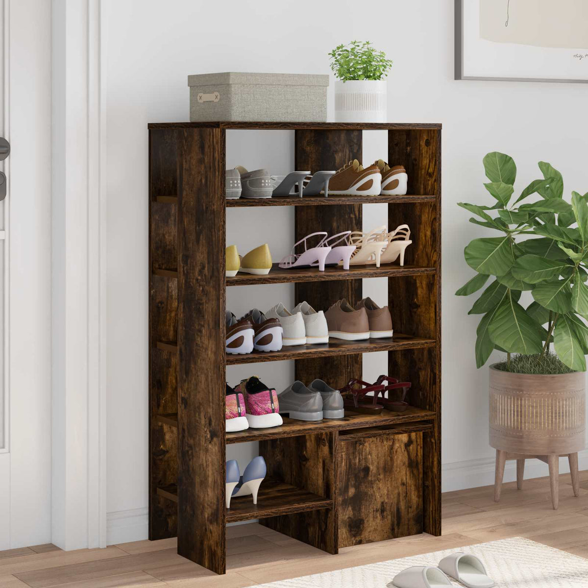 Schuhschrank 2 stk. 62 x 35 x 100 cm Holzwerkstoff Räuchereiche