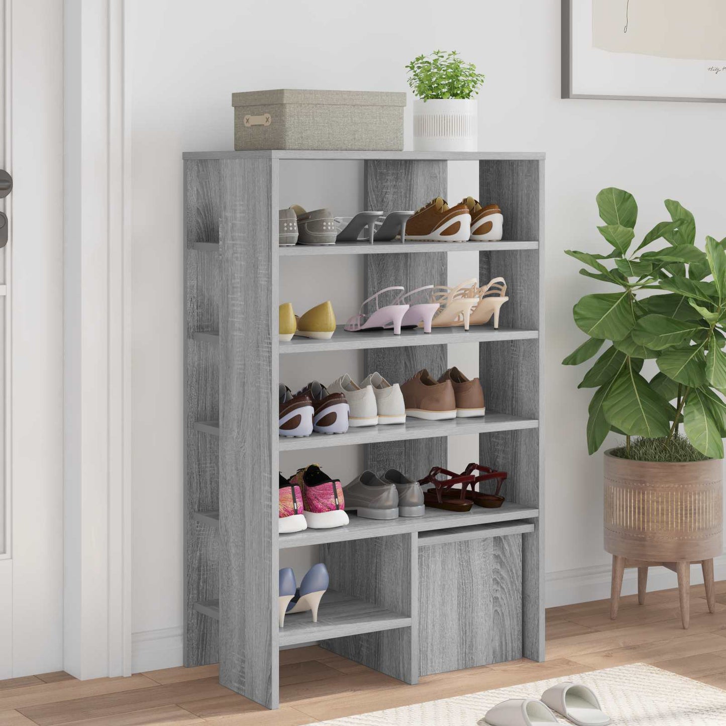 Schuhschrank 2 stk. 62 x 35 x 100 cm Holzwerkstoff Sonoma-Grau