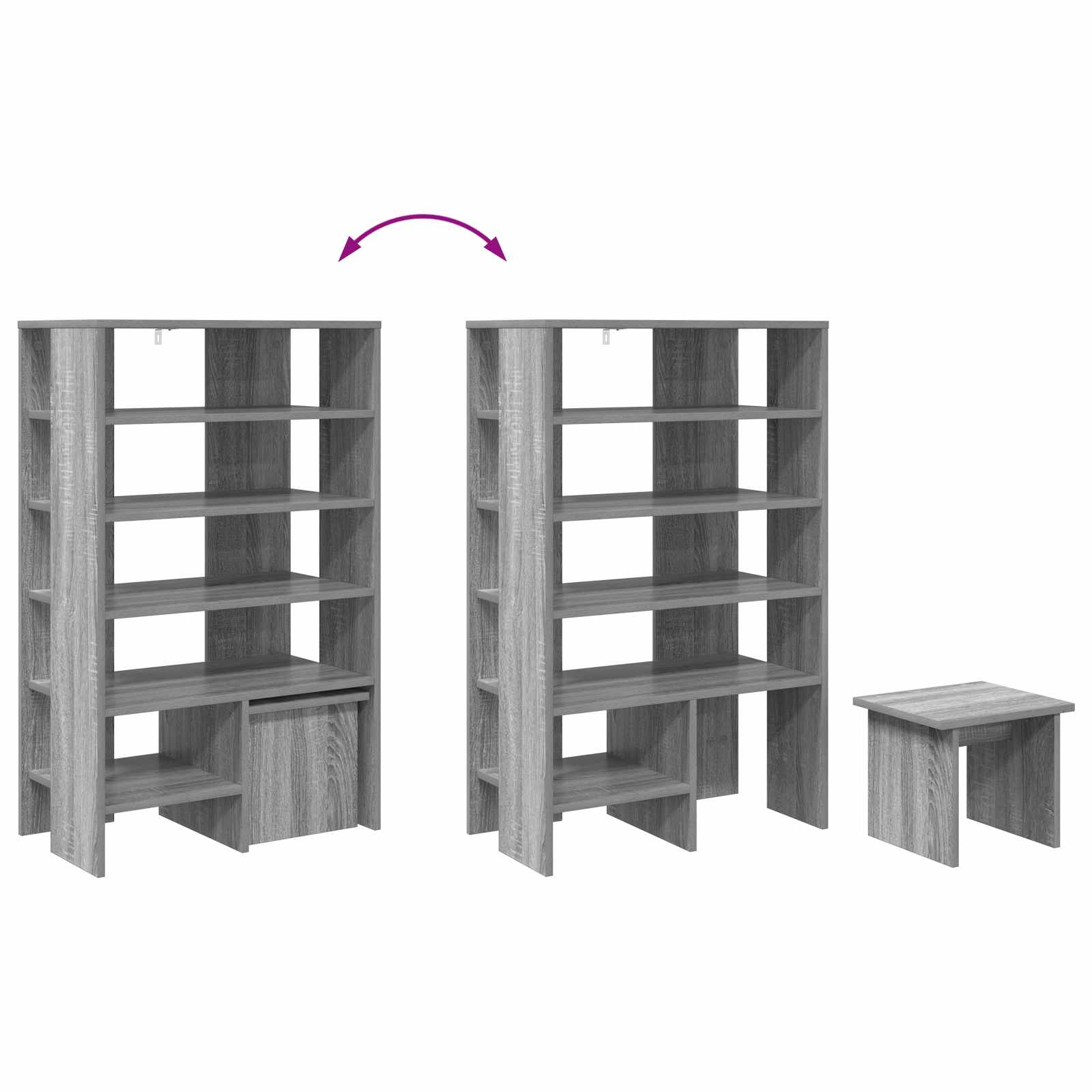 Schuhschrank 2 stk. 62 x 35 x 100 cm Holzwerkstoff Sonoma-Grau