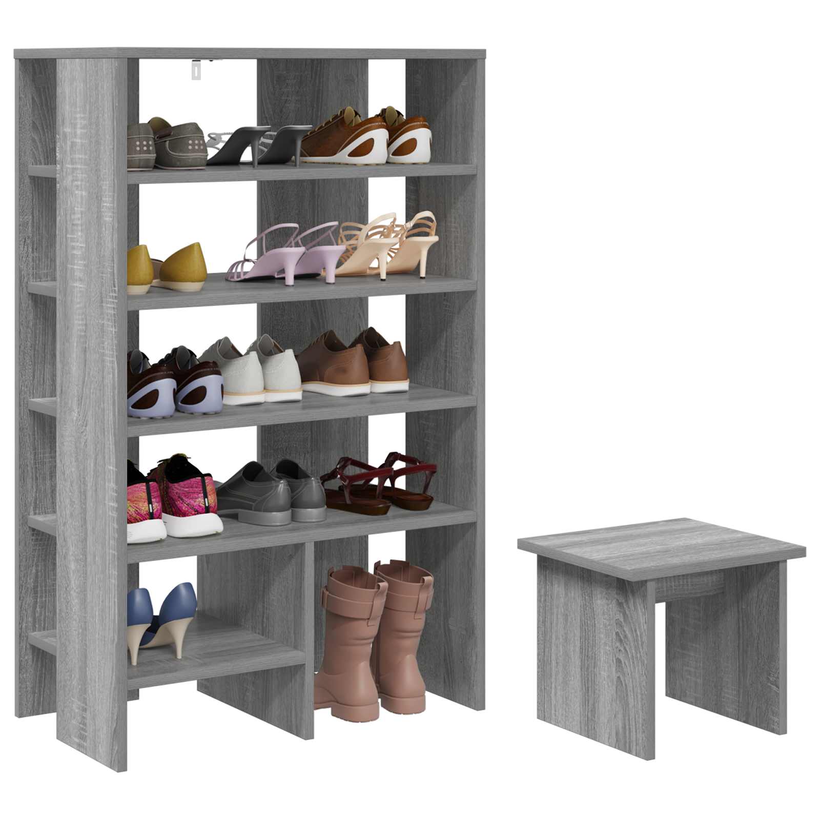 Schuhschrank 2 stk. 62 x 35 x 100 cm Holzwerkstoff Sonoma-Grau