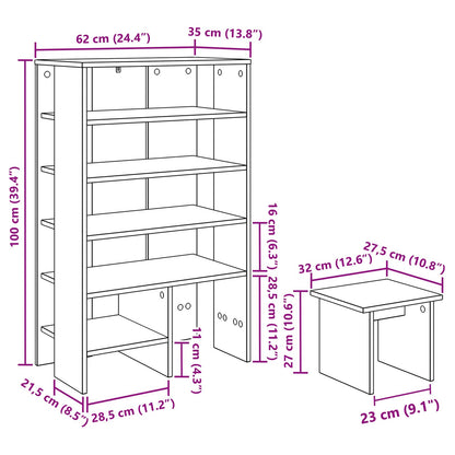 Schuhschrank 2 stk. 62 x 35 x 100 cm Holzwerkstoff Sonoma-Grau