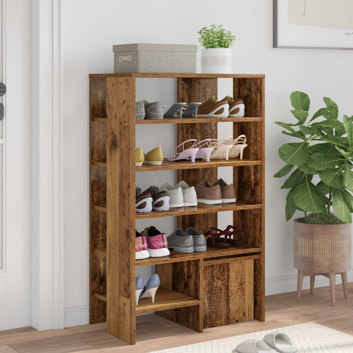 Schuhschrank 2 stk. 62 x 35 x 100 cm Holzwerkstoff Altholz