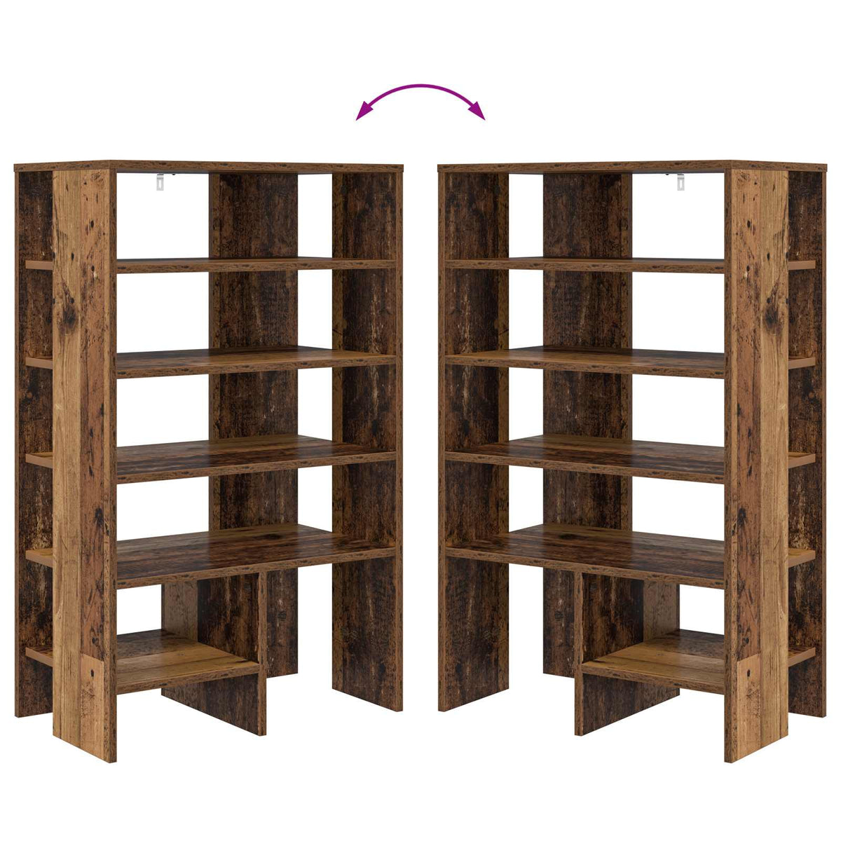 Schuhschrank 2 stk. 62 x 35 x 100 cm Holzwerkstoff Altholz