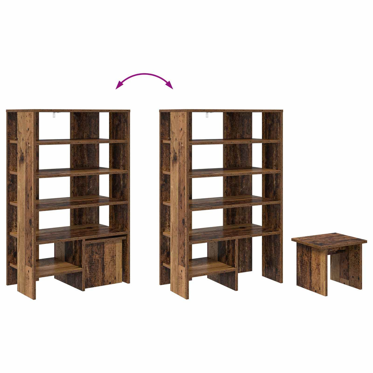 Schuhschrank 2 stk. 62 x 35 x 100 cm Holzwerkstoff Altholz