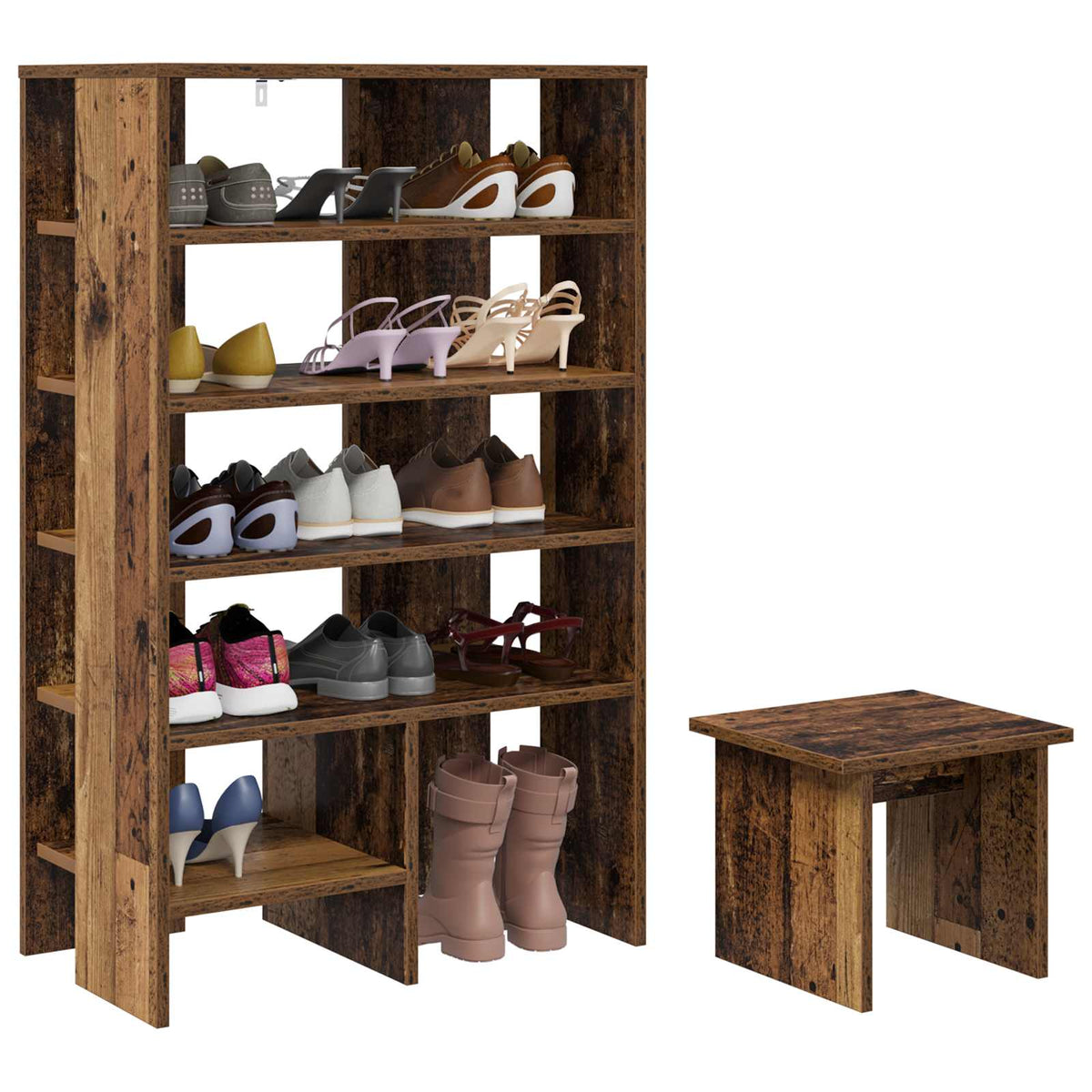 Schuhschrank 2 stk. 62 x 35 x 100 cm Holzwerkstoff Altholz