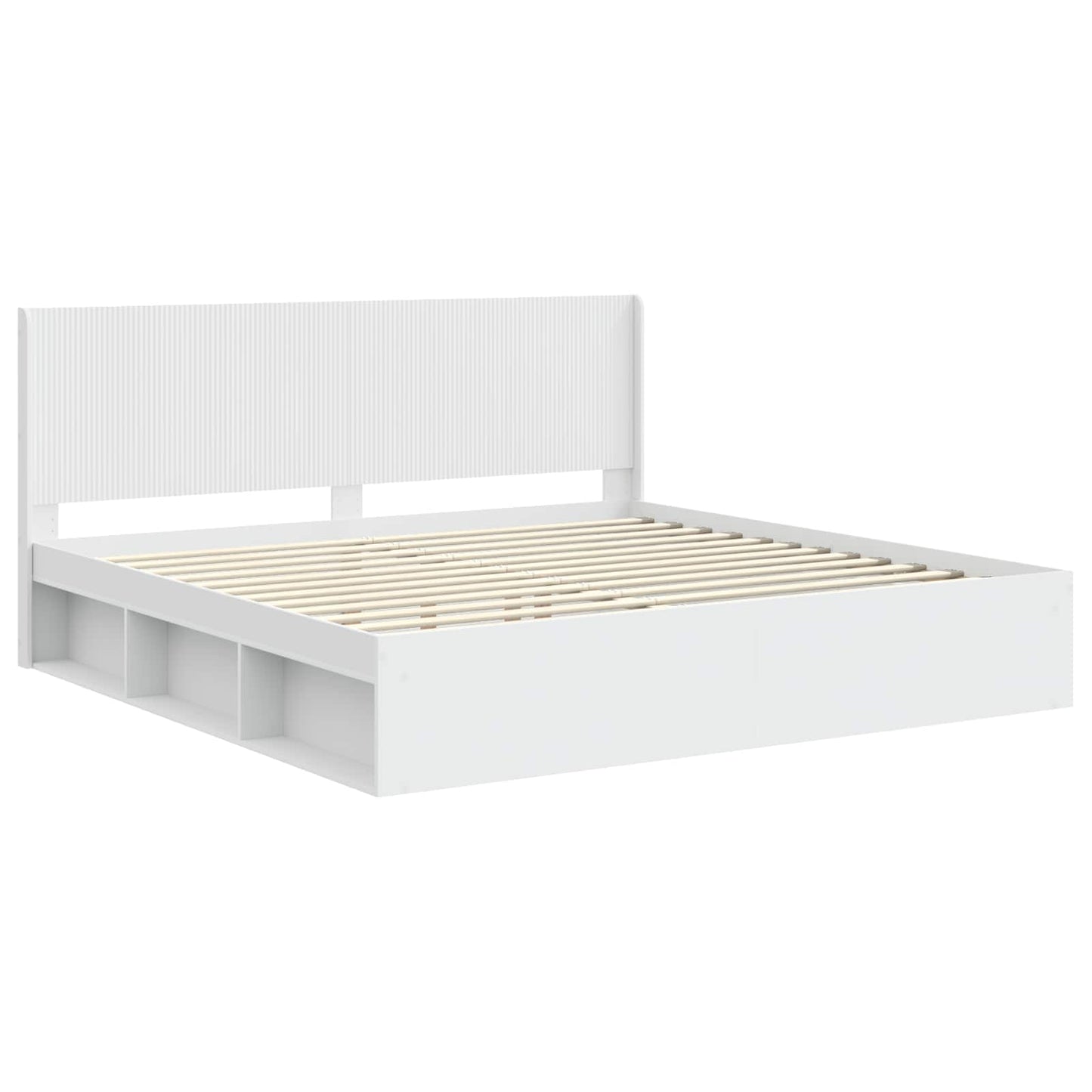 Bettgestell mit Stauraum und Kopfteil Weiß 200 x 200 cm