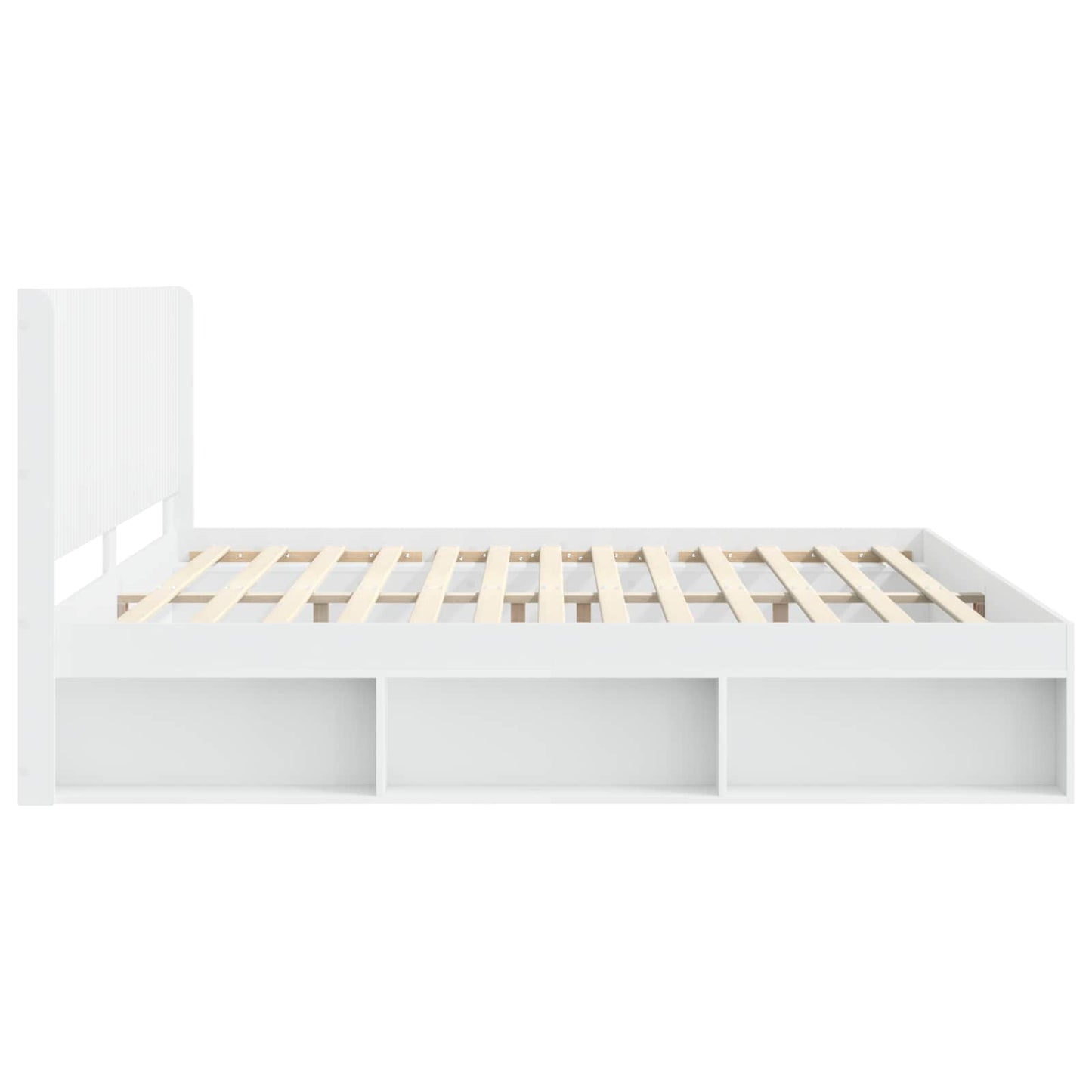 Bettgestell mit Stauraum und Kopfteil Weiß 200 x 200 cm