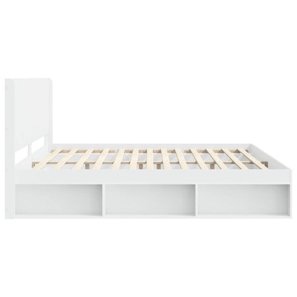 Bettgestell mit Stauraum und Kopfteil Weiß 200 x 200 cm