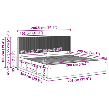Bettgestell mit Stauraum und Kopfteil Weiß 200 x 200 cm