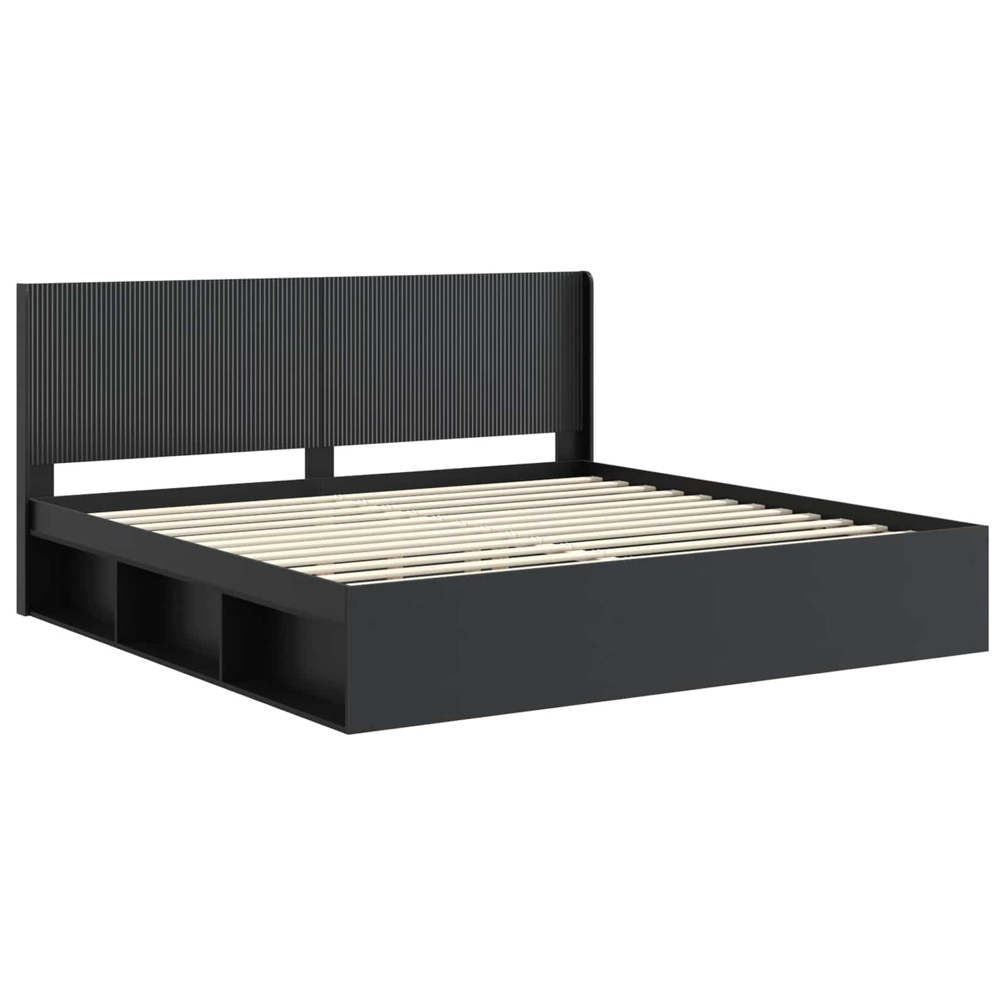 Bettgestell mit Stauraum und Kopfteil Schwarz 200 x 200 cm