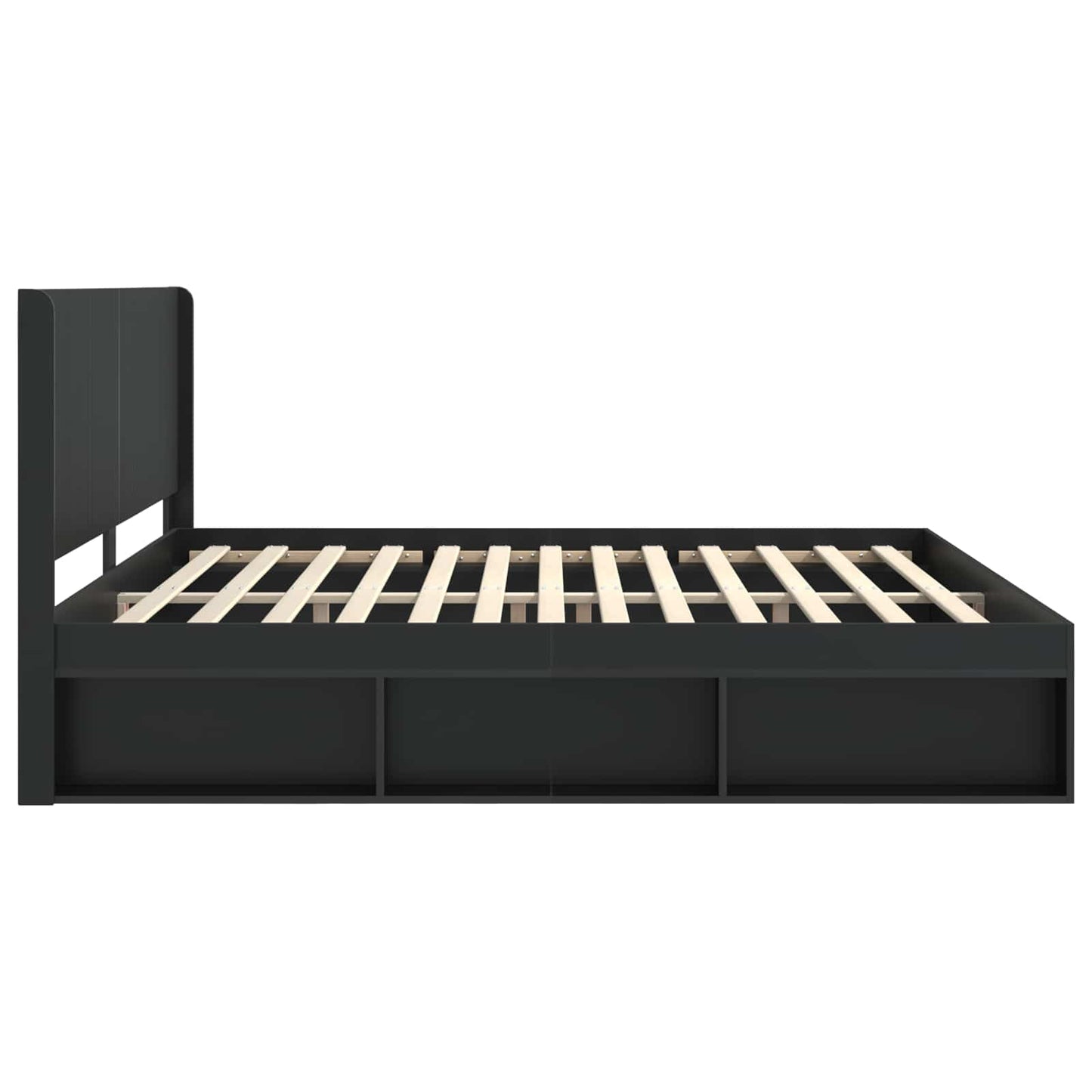 Bettgestell mit Stauraum und Kopfteil Schwarz 200 x 200 cm