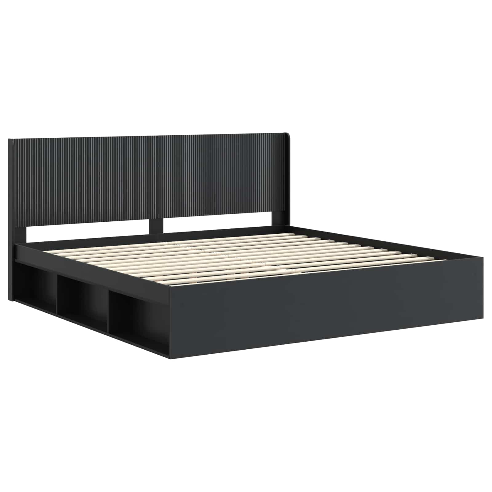 Bettgestell mit Stauraum und Kopfteil Schwarz 180 x 200 cm