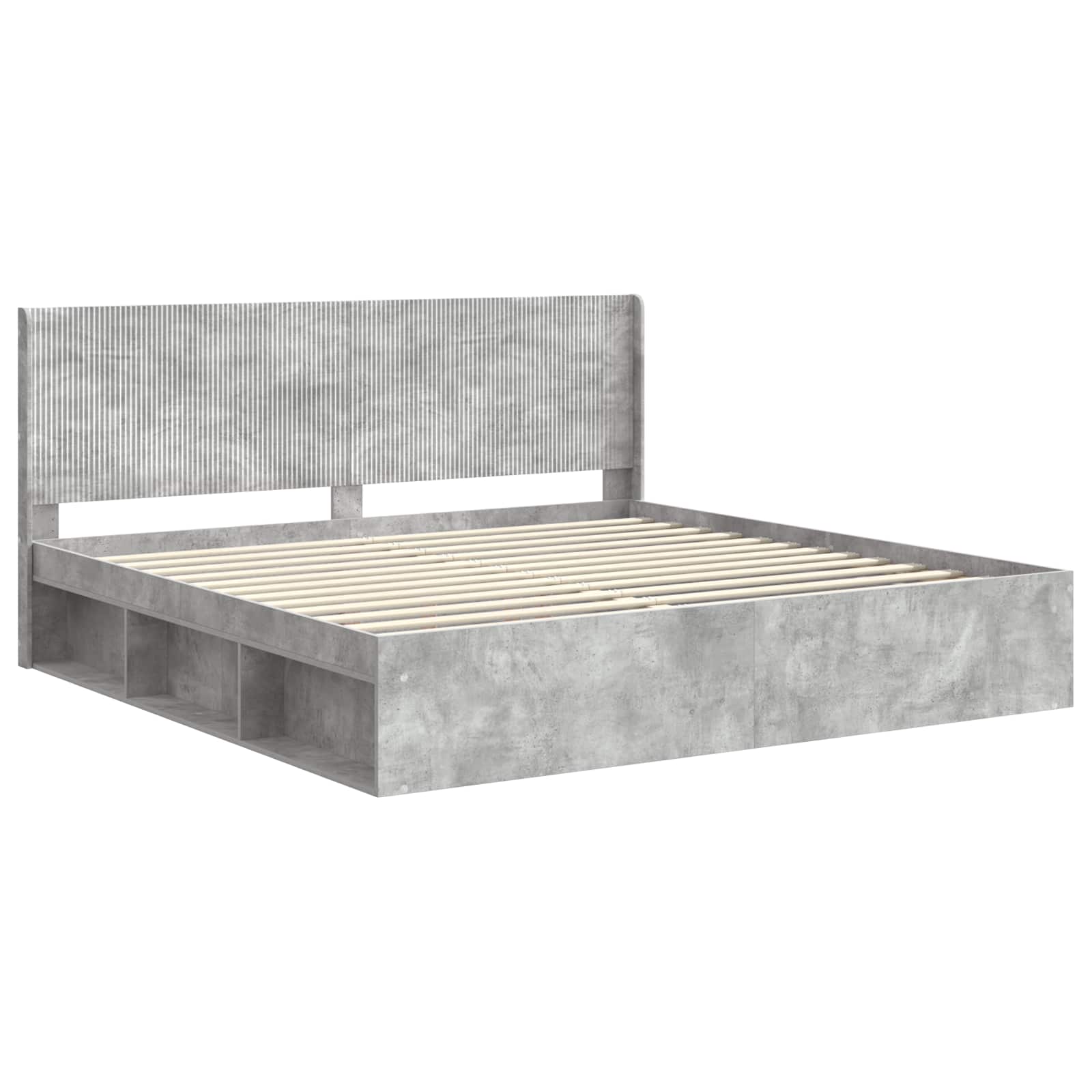 Bettgestell mit Stauraum und Kopfteil Betongrau 180 x 200 cm
