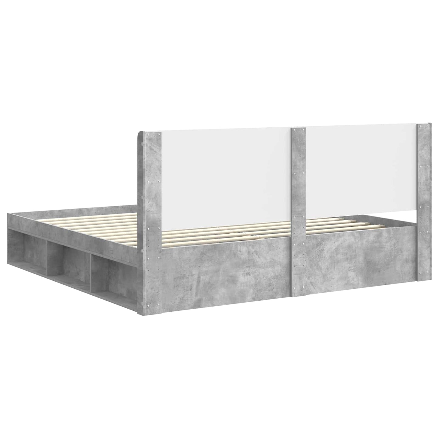 Bettgestell mit Stauraum und Kopfteil Betongrau 180 x 200 cm