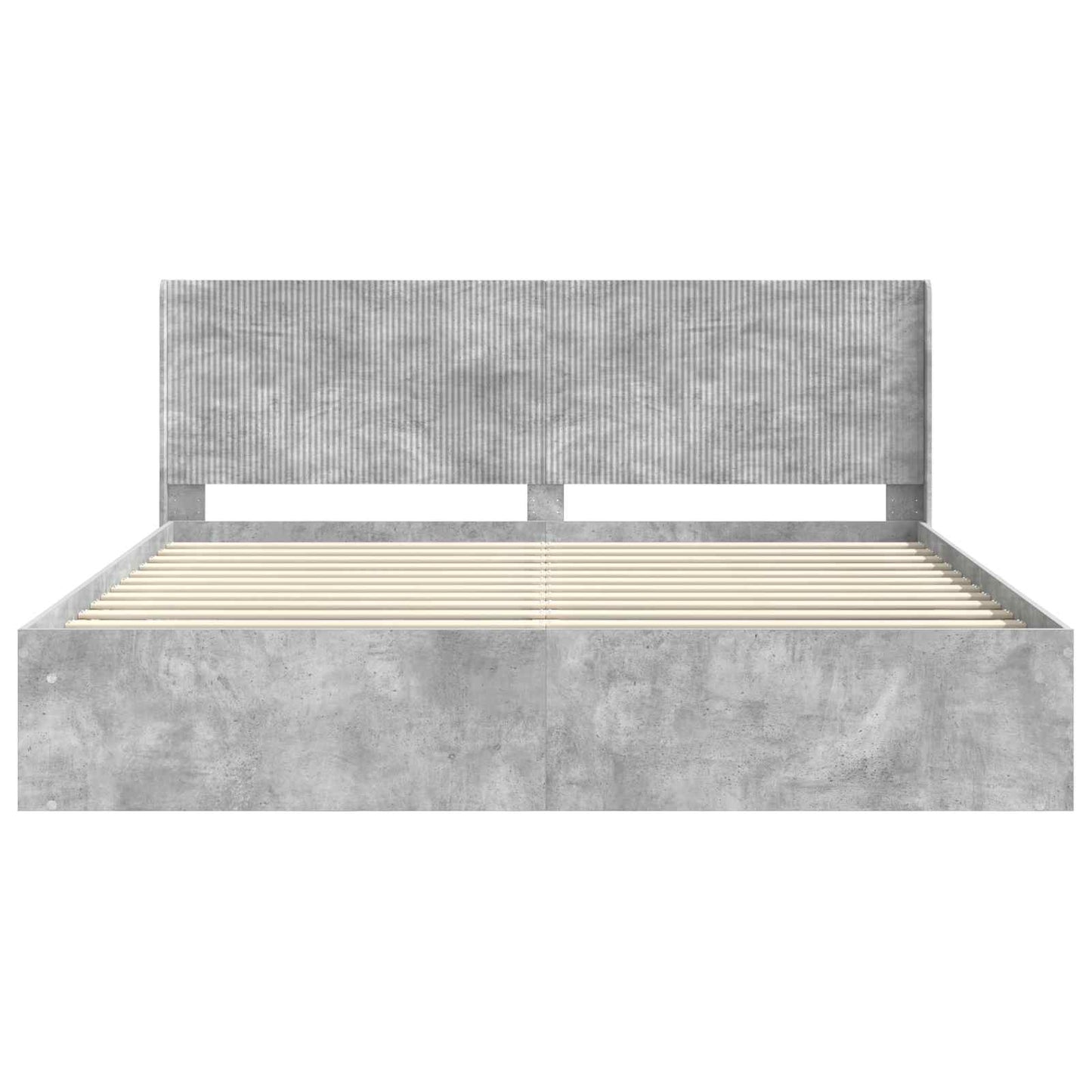 Bettgestell mit Stauraum und Kopfteil Betongrau 180 x 200 cm