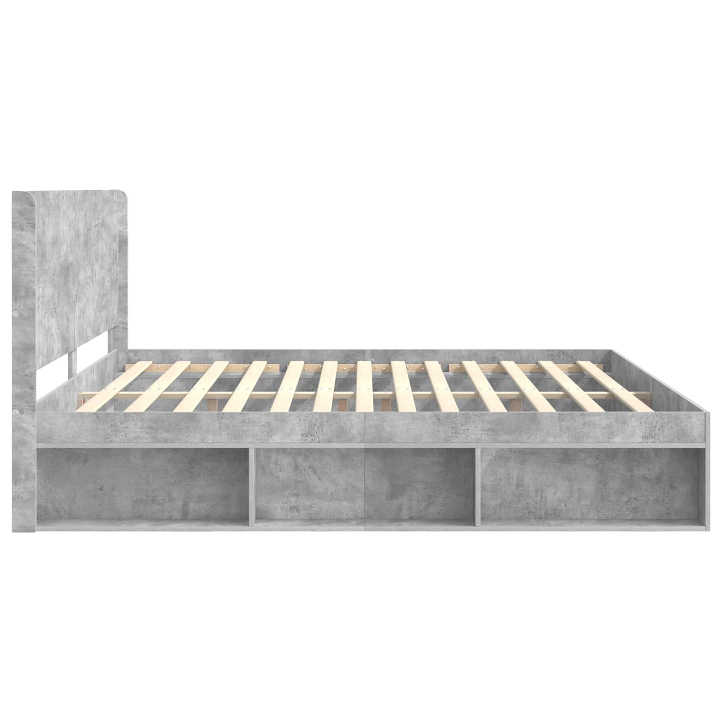 Bettgestell mit Stauraum und Kopfteil Betongrau 180 x 200 cm