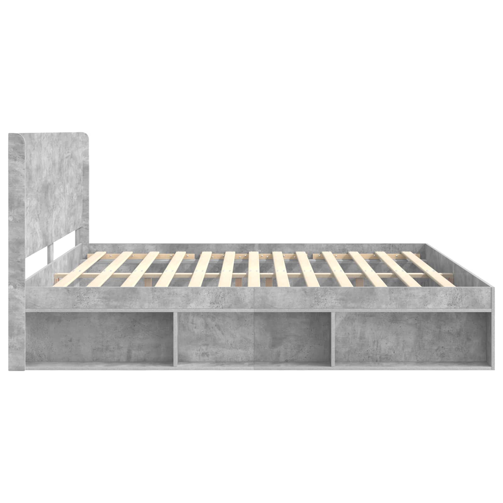 Bettgestell mit Stauraum und Kopfteil Betongrau 180 x 200 cm