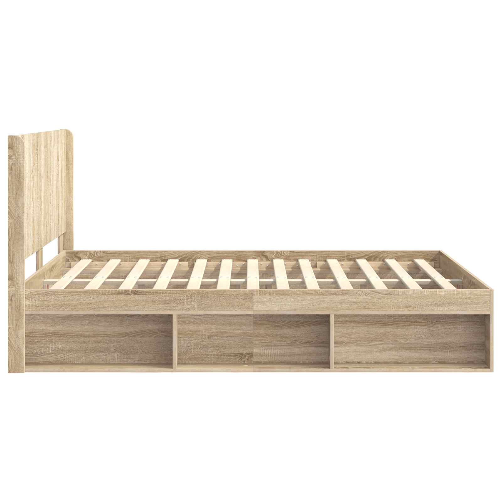 Bettgestell mit Stauraum und Kopfteil 2 stk. Holzwerkstoff