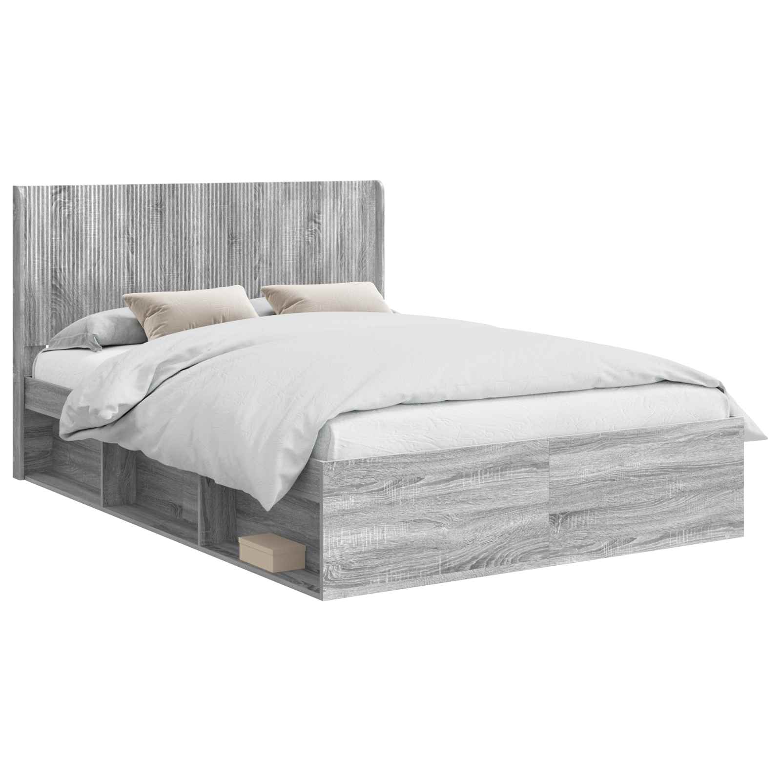 Bettgestell mit Stauraum und Kopfteil 3 stk. Holzwerkstoff