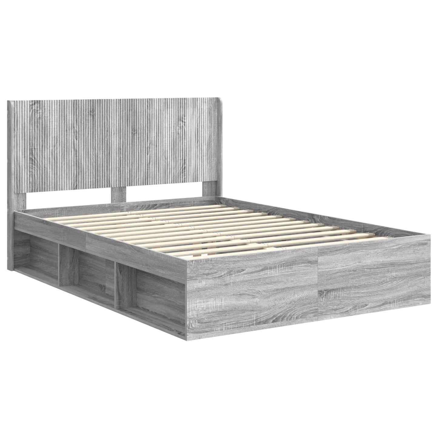Bettgestell mit Stauraum und Kopfteil 3 stk. Holzwerkstoff