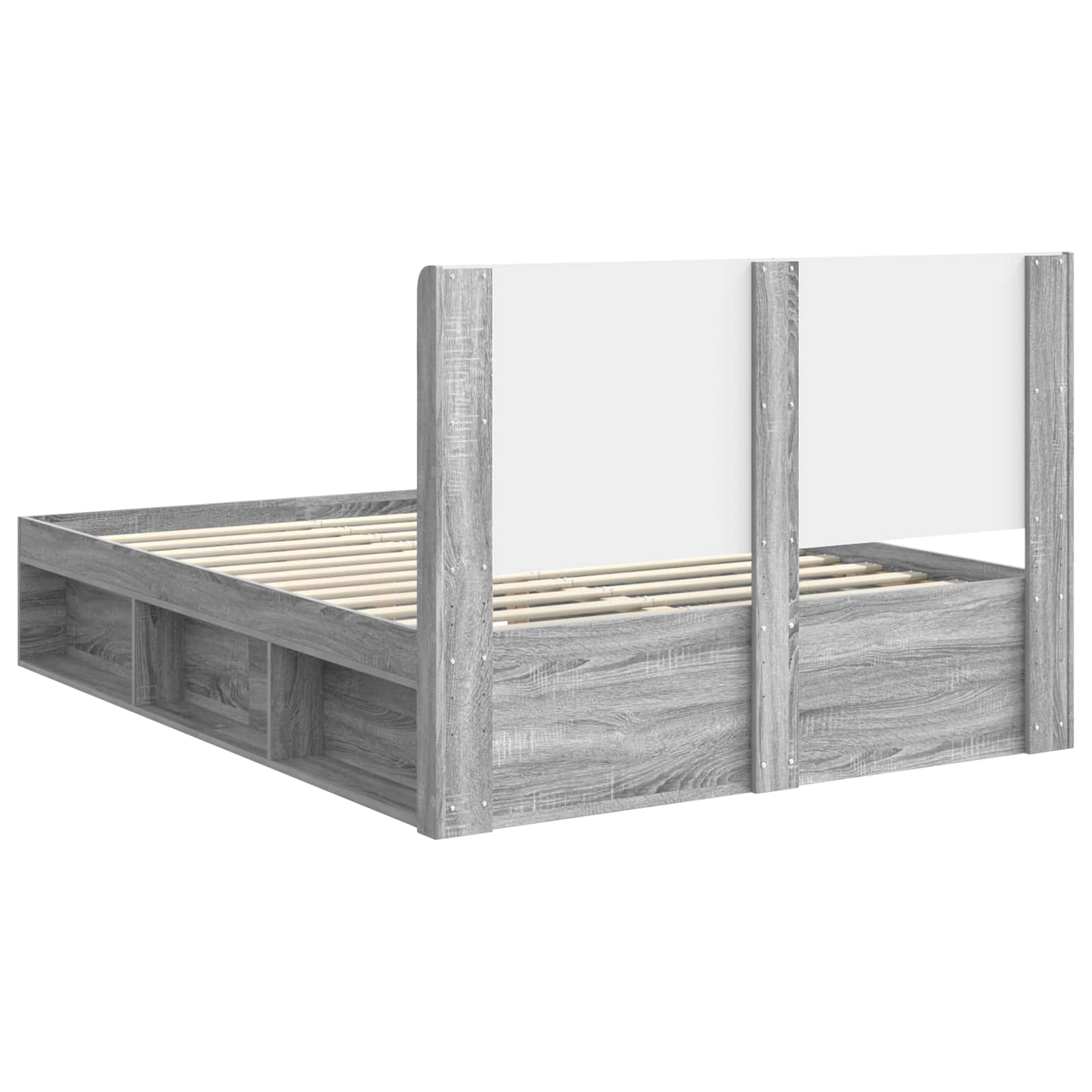 Bettgestell mit Stauraum und Kopfteil 3 stk. Holzwerkstoff