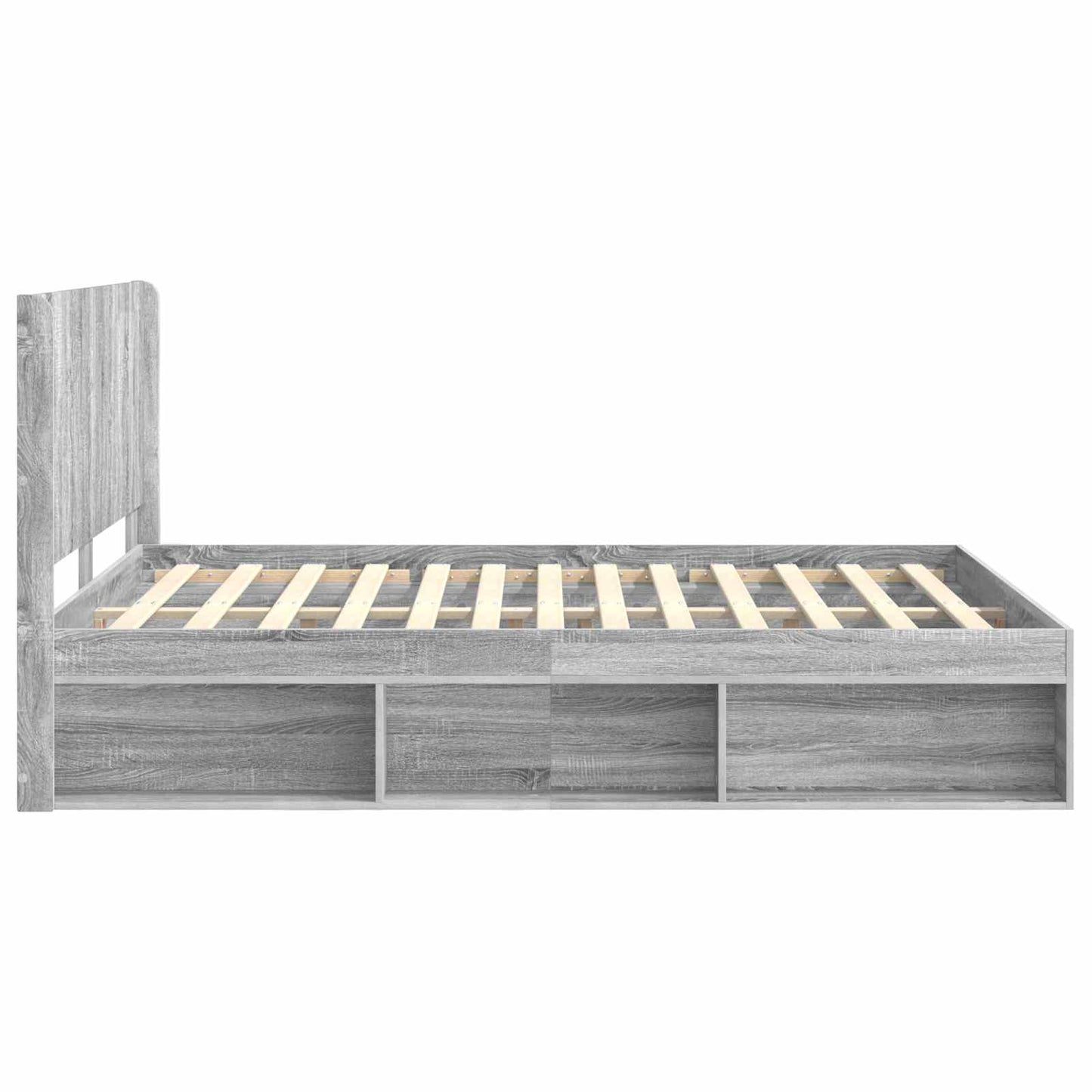 Bettgestell mit Stauraum und Kopfteil 3 stk. Holzwerkstoff
