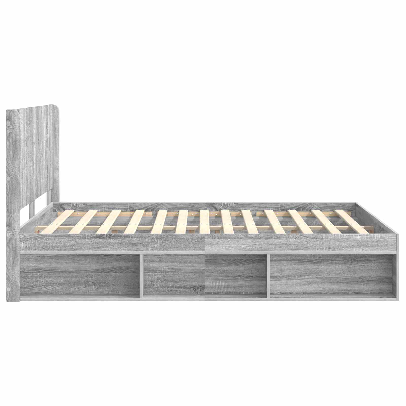Bettgestell mit Stauraum und Kopfteil 3 stk. Holzwerkstoff