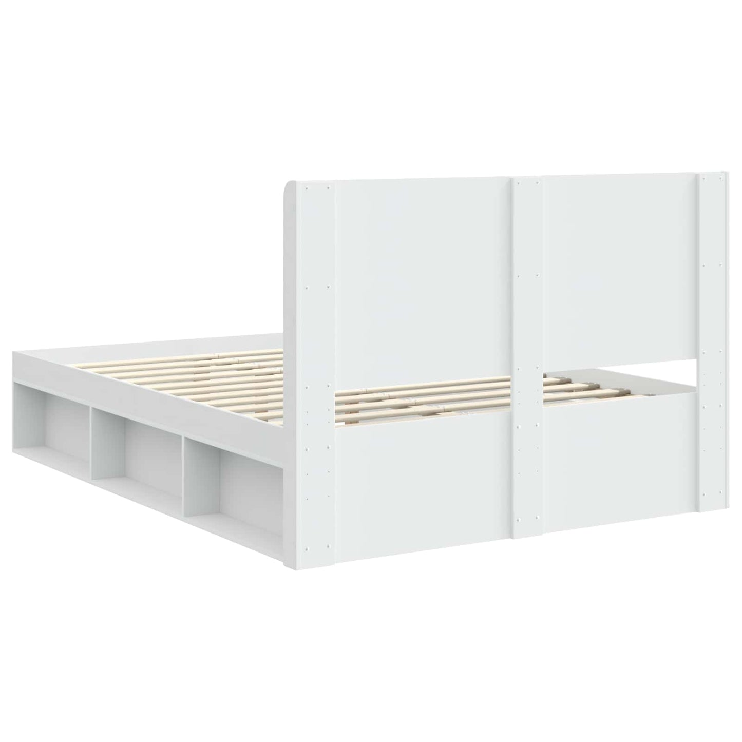 Bettgestell mit Stauraum und Kopfteil Weiß 150 x 200 cm