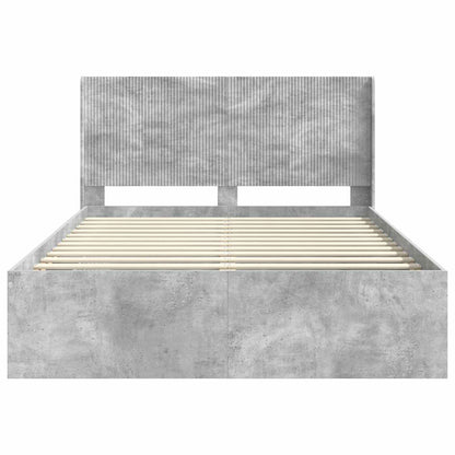 Bettgestell mit Stauraum und Kopfteil Betongrau 140 x 200 cm