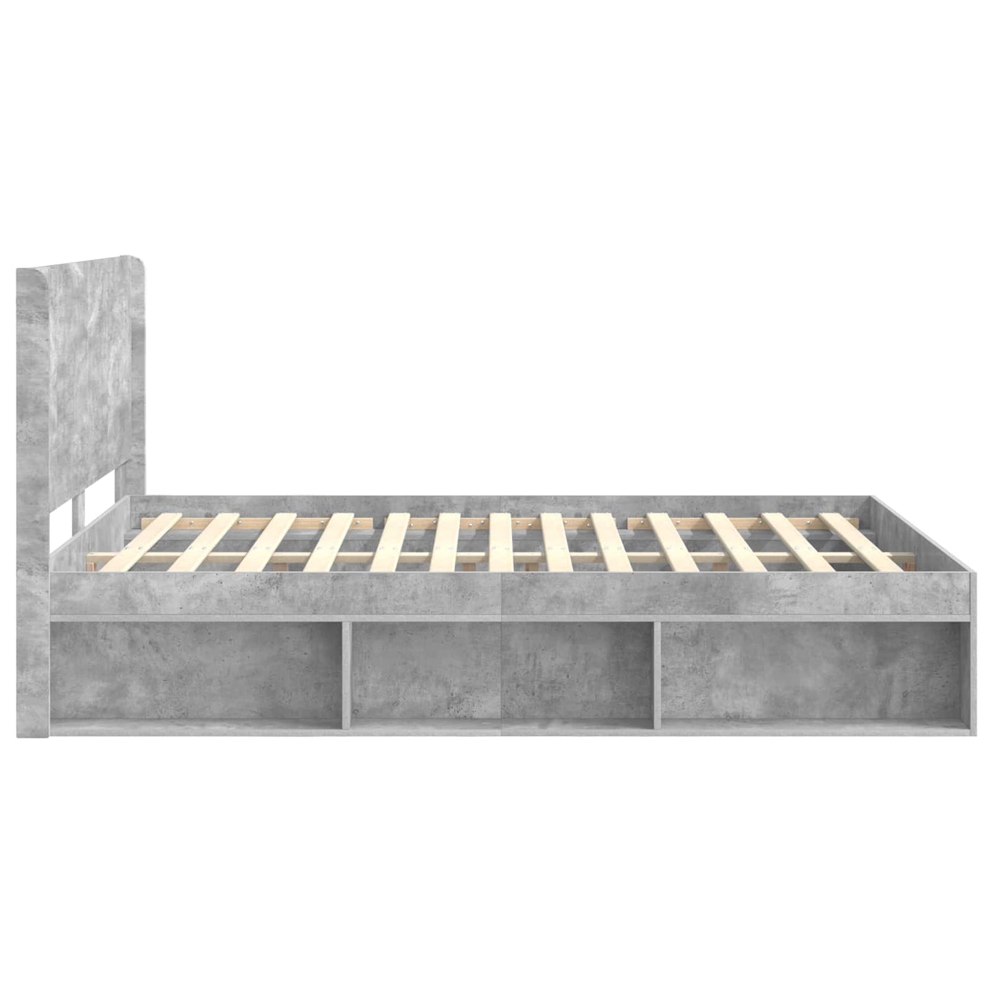 Bettgestell mit Stauraum und Kopfteil Betongrau 140 x 200 cm