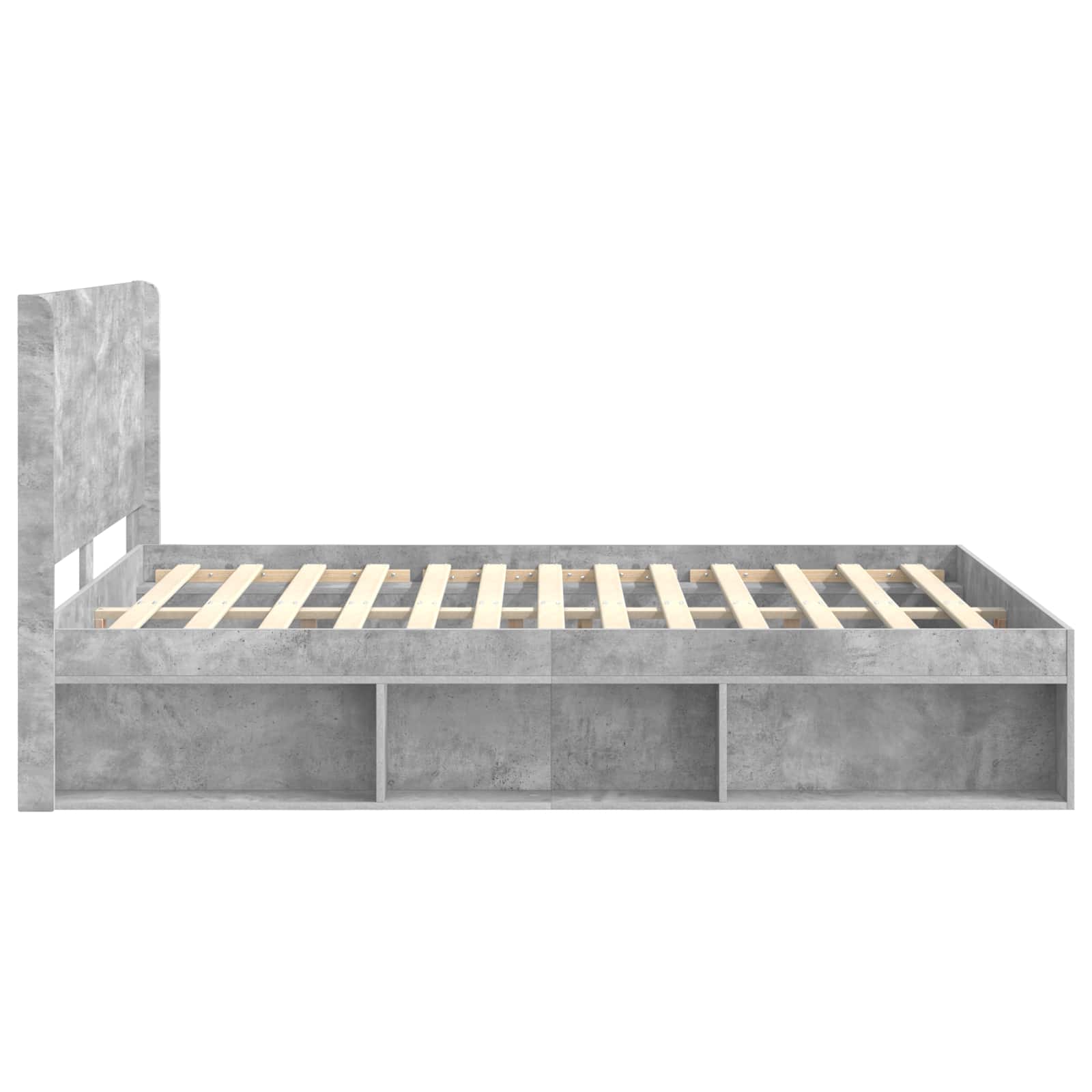 Bettgestell mit Stauraum und Kopfteil Betongrau 140 x 200 cm