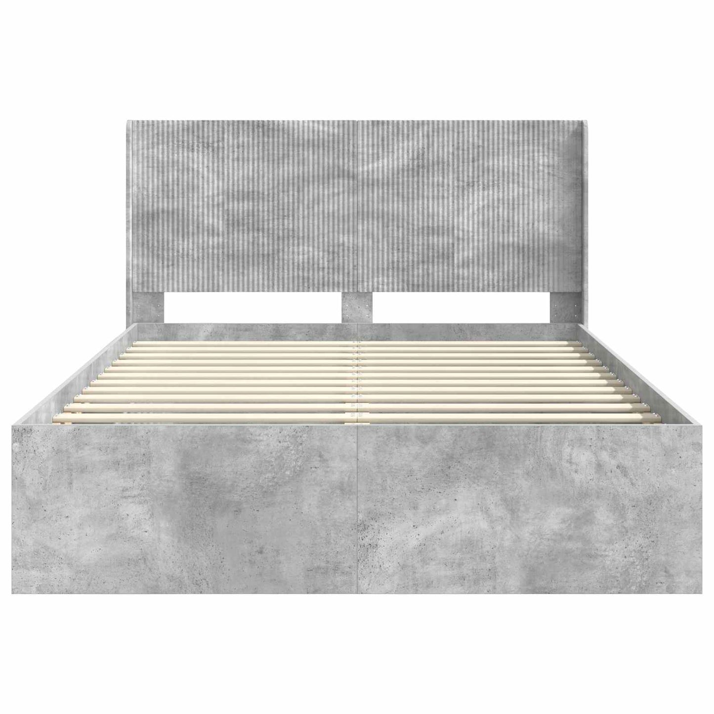 Bettgestell mit Stauraum und Kopfteil Betongrau 140 x 190 cm