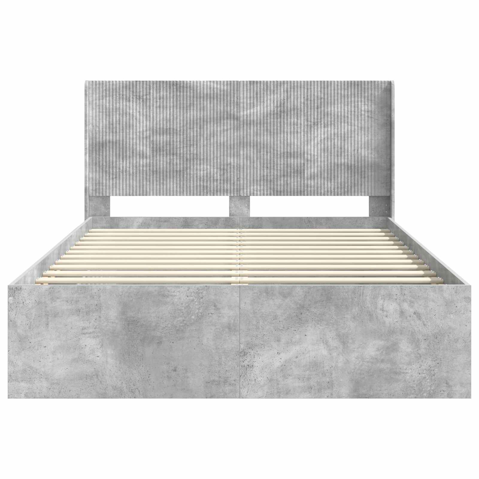 Bettgestell mit Stauraum und Kopfteil Betongrau 140 x 190 cm