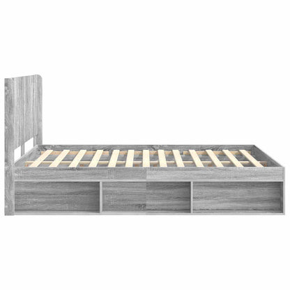 Bettgestell mit Stauraum und Kopfteil 2 stk. Holzwerkstoff