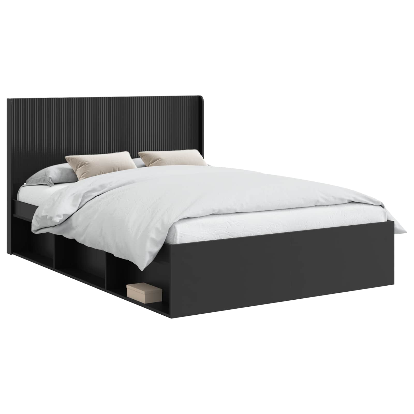 Bettgestell mit Stauraum und Kopfteil Schwarz 120 x 200 cm