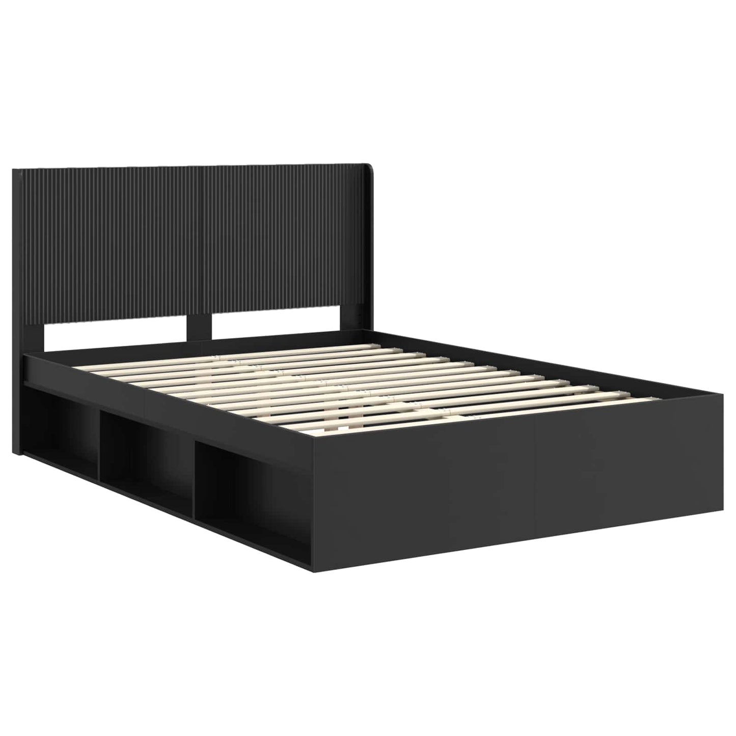 Bettgestell mit Stauraum und Kopfteil Schwarz 120 x 200 cm