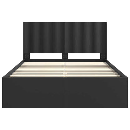 Bettgestell mit Stauraum und Kopfteil Schwarz 120 x 200 cm