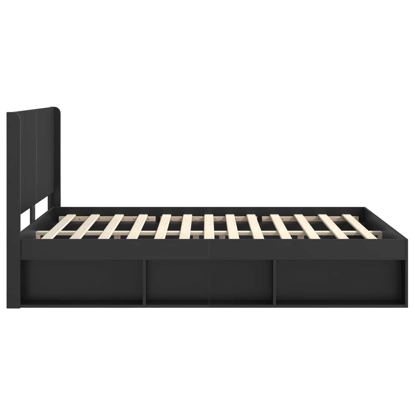 Bettgestell mit Stauraum und Kopfteil Schwarz 120 x 200 cm