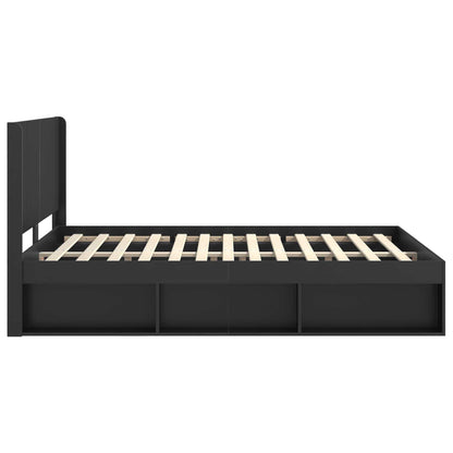 Bettgestell mit Stauraum und Kopfteil Schwarz 120 x 200 cm