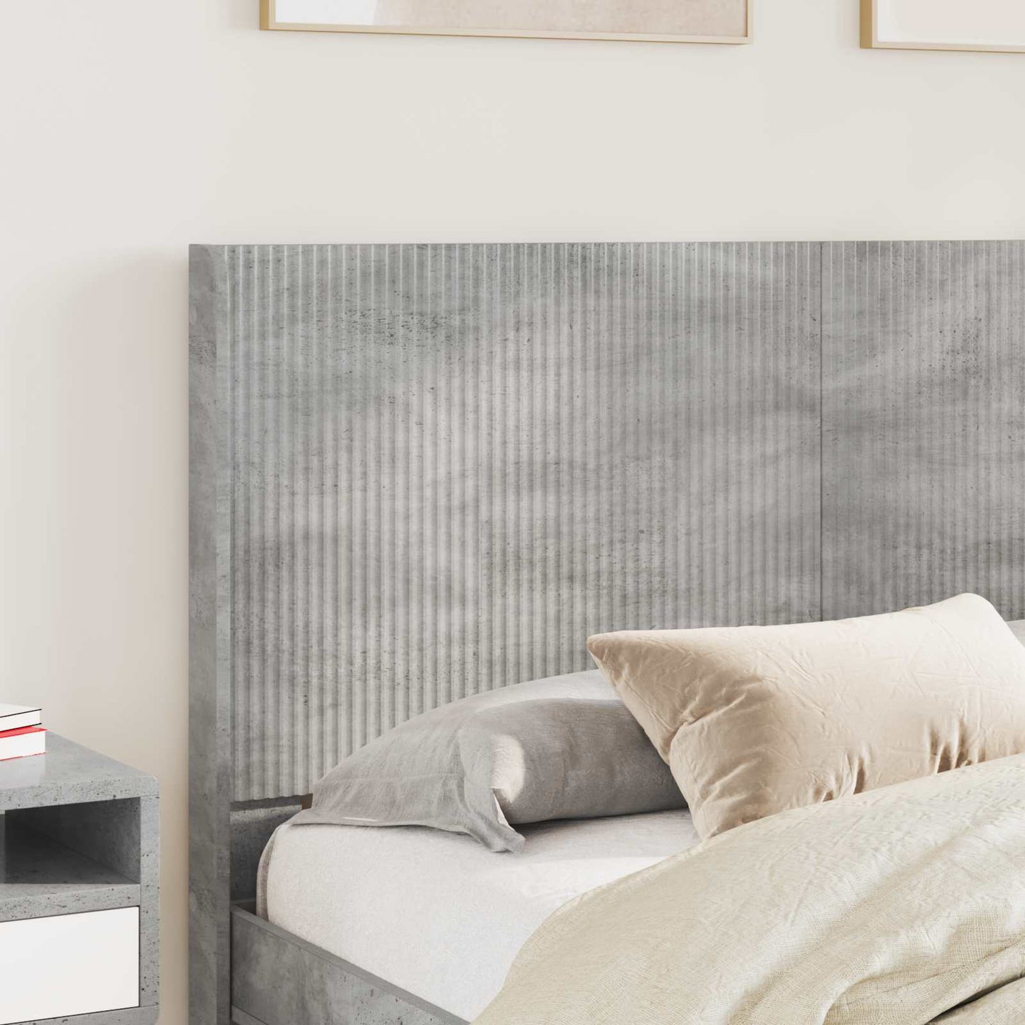 Bettgestell mit Stauraum und Kopfteil Betongrau 120 x 200 cm