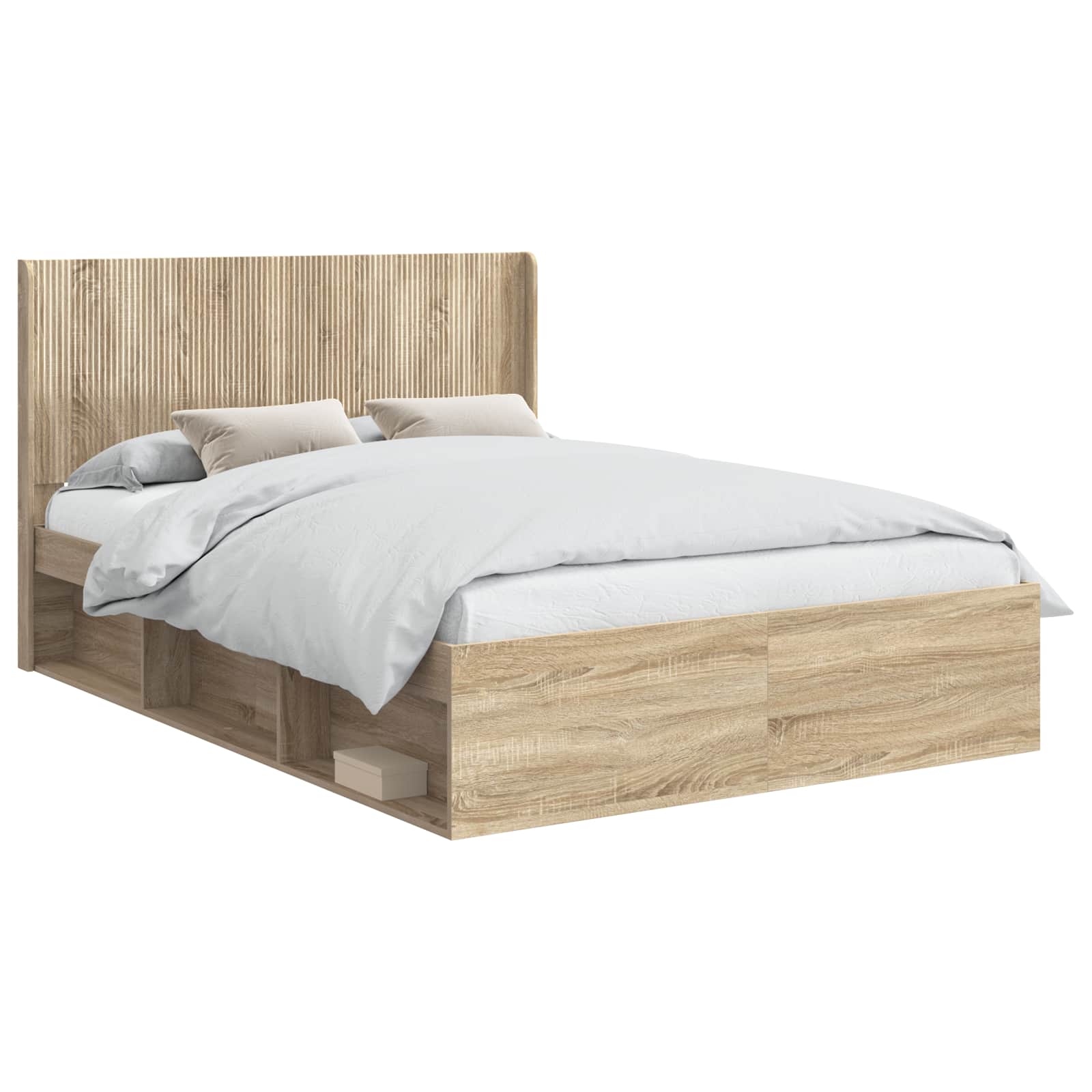 Bettgestell mit Stauraum und Kopfteil Sonoma-Eiche 120 x 190 cm