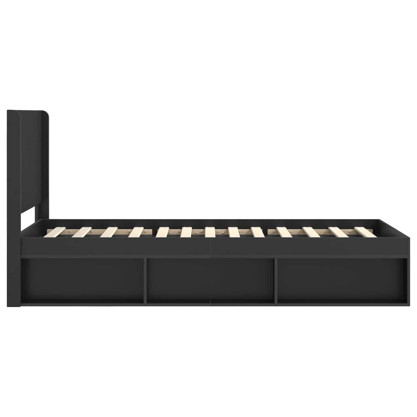 Bettgestell mit Stauraum und Kopfteil Schwarz 100 x 200 cm