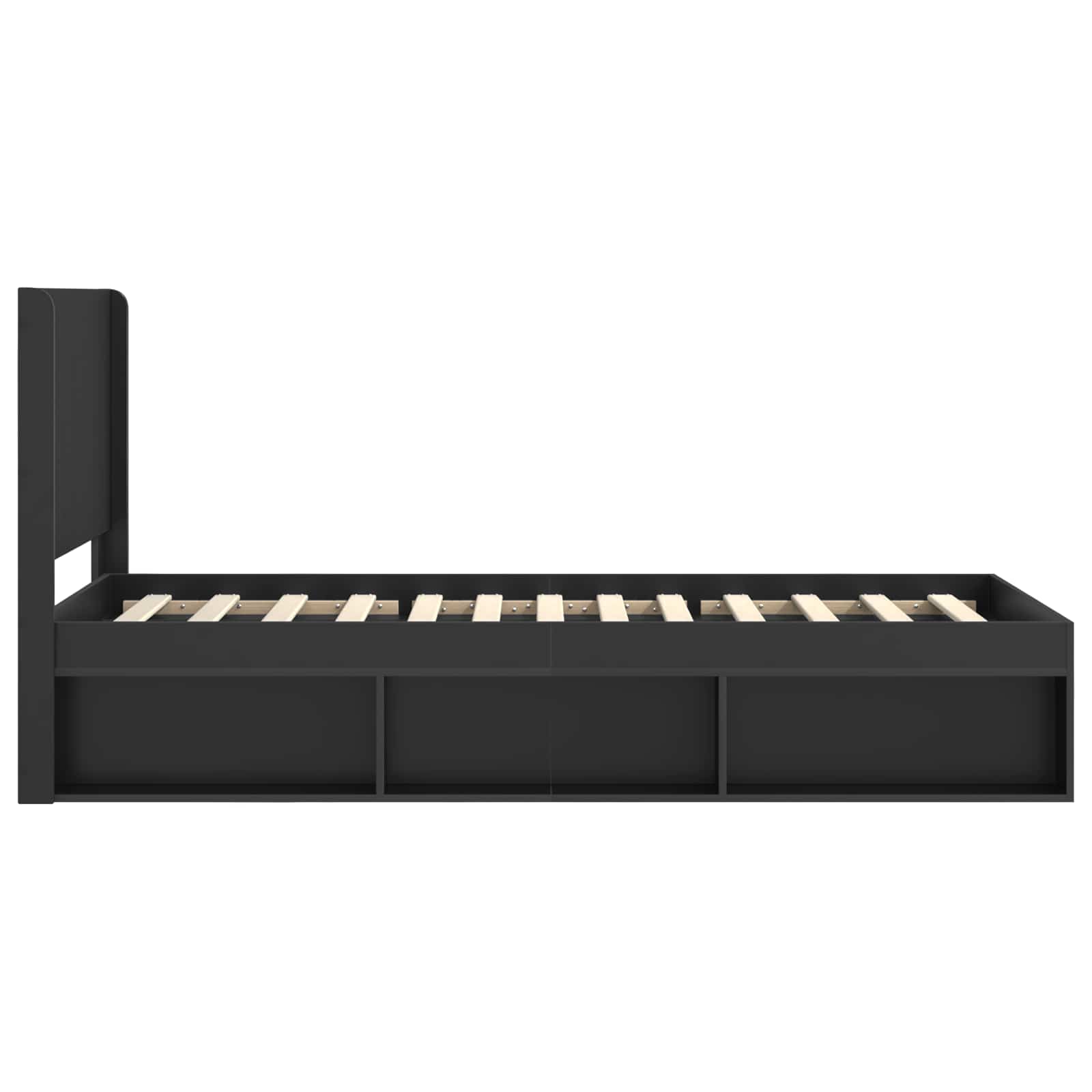 Bettgestell mit Stauraum und Kopfteil Schwarz 100 x 200 cm