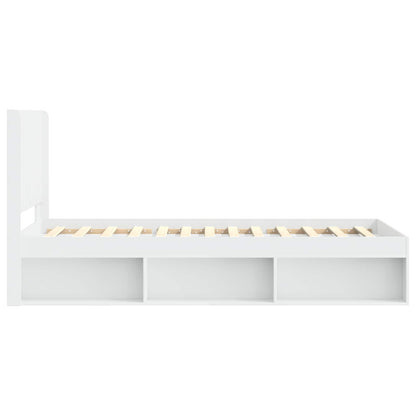 Bettgestell mit Stauraum und Kopfteil Weiß 90 x 200 cm