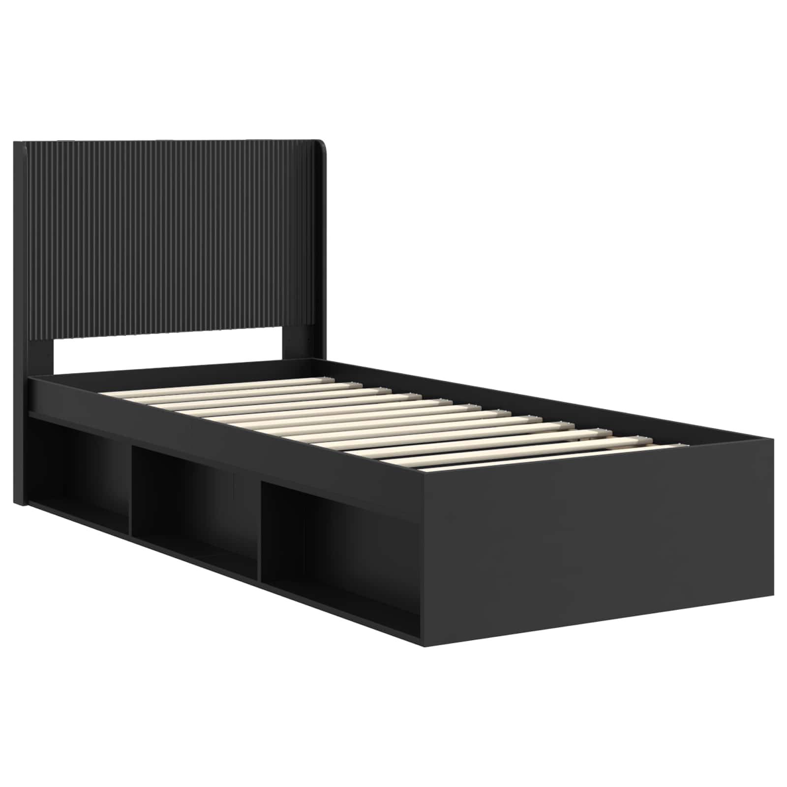 Bettgestell mit Stauraum und Kopfteil Schwarz 90 x 200 cm