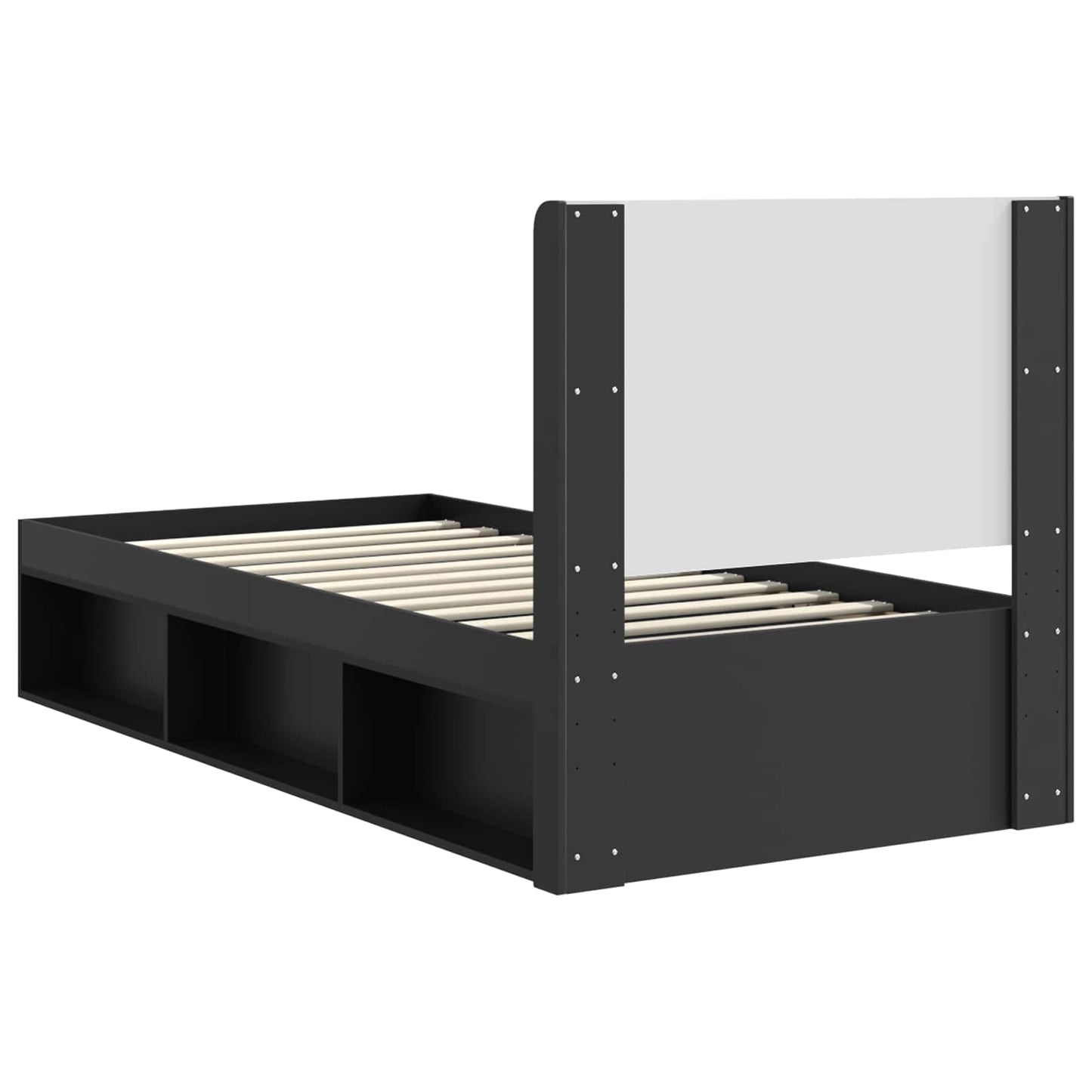 Bettgestell mit Stauraum und Kopfteil Schwarz 90 x 200 cm