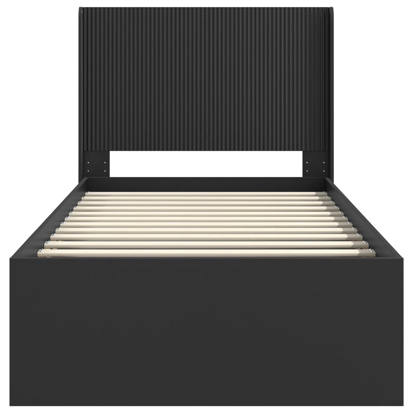 Bettgestell mit Stauraum und Kopfteil Schwarz 90 x 200 cm