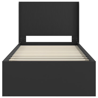 Bettgestell mit Stauraum und Kopfteil Schwarz 90 x 190 cm