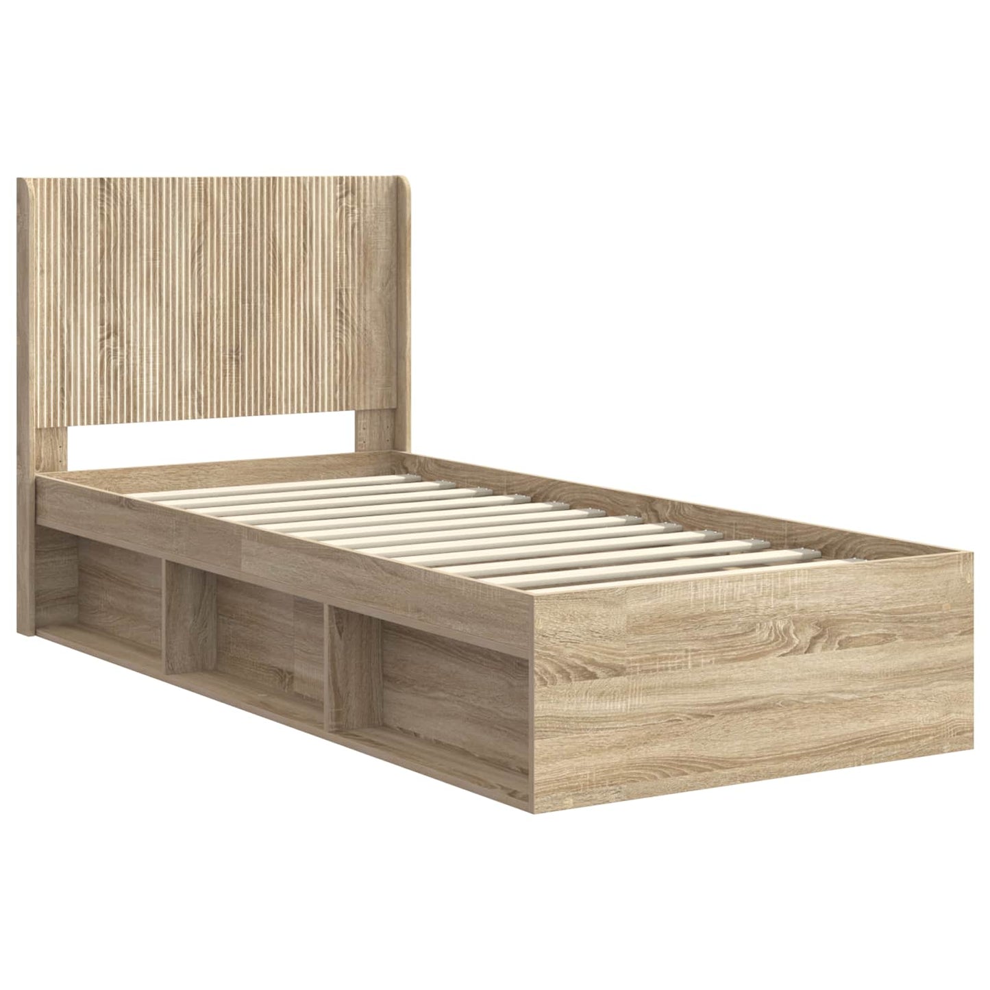 Bettgestell mit Stauraum und Kopfteil 2 stk. Holzwerkstoff